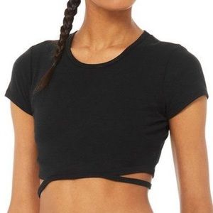 Alo Halo Black Crop Tee